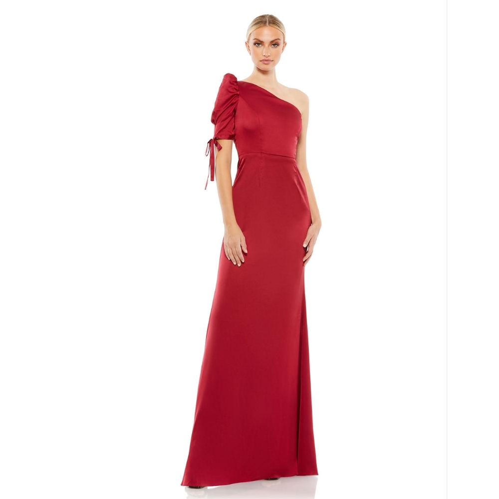 MacDuggal Elegant One-Shoulder Red Evening Gown - Ieena Size 16